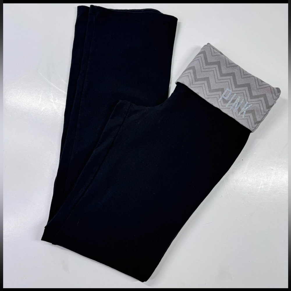 Victoria's Secret pink yoga pants flare y2k vintage leggings medium bling logo